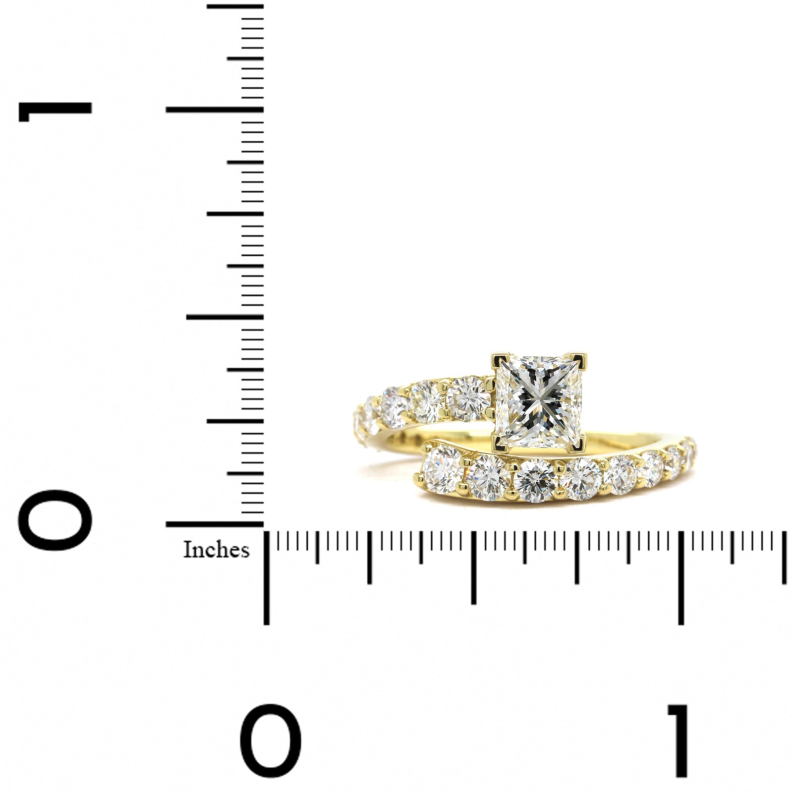 18K Yellow Gold Princess Cut Diamond Bypass Engagement Ring