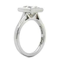 Platinum Princess Cut Diamond Bezel Set Engagement Ring