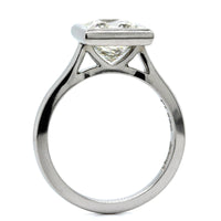 Platinum Princess Cut Diamond Bezel Set Engagement Ring