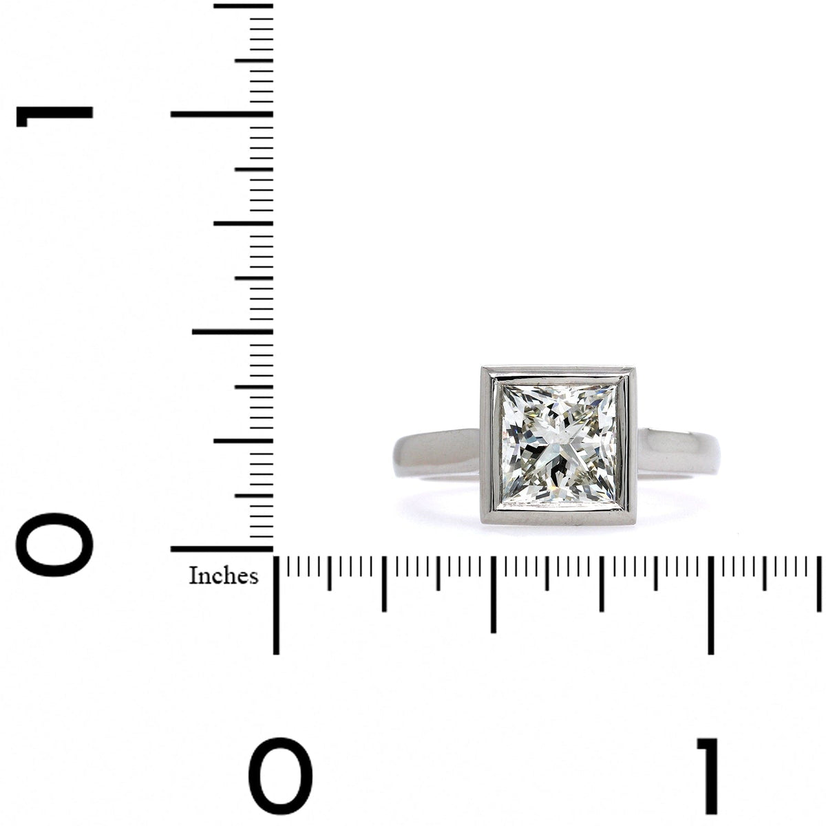 Platinum Princess Cut Diamond Bezel Set Engagement Ring