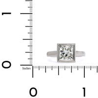 Platinum Princess Cut Diamond Bezel Set Engagement Ring