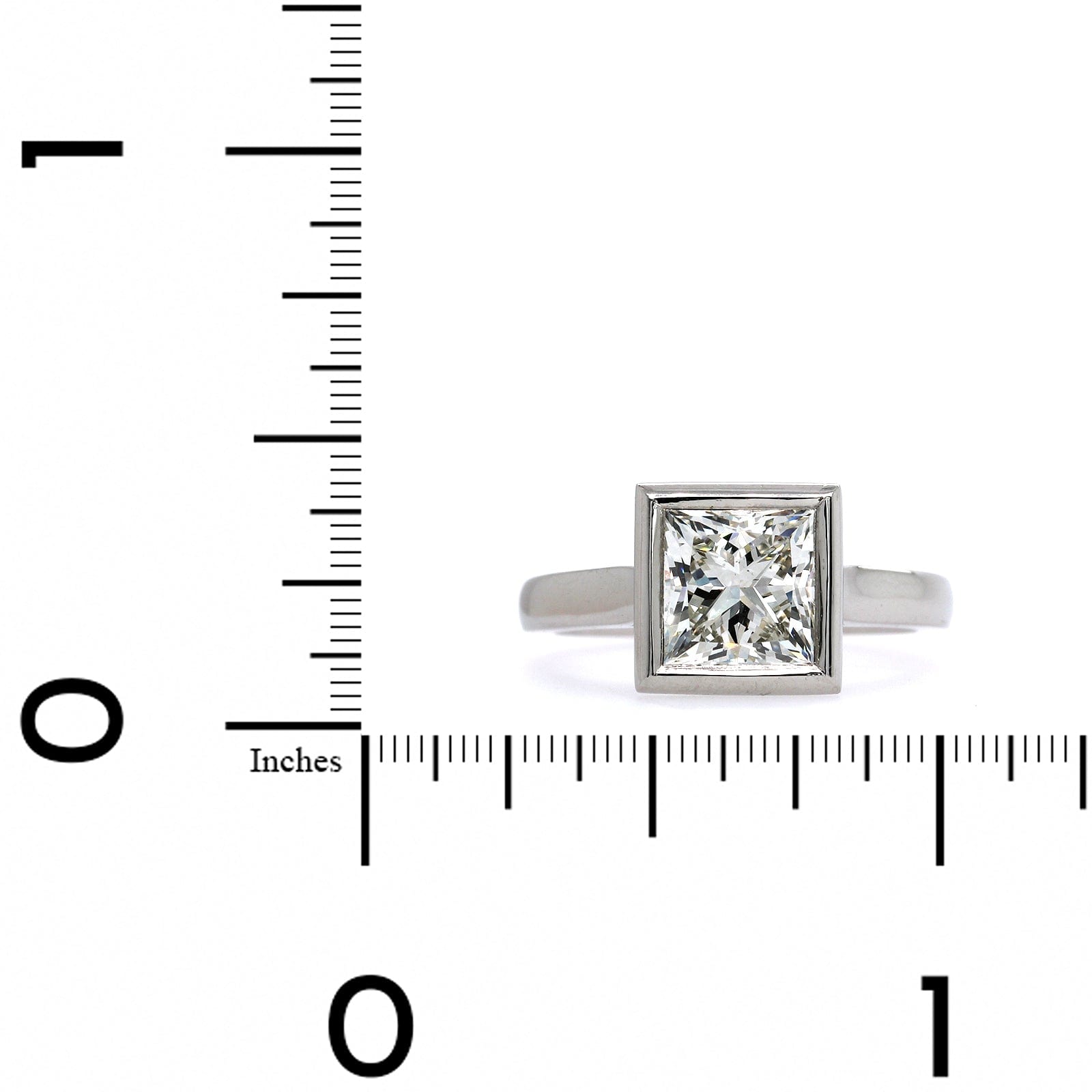 Platinum Princess Cut Diamond Bezel Set Engagement Ring