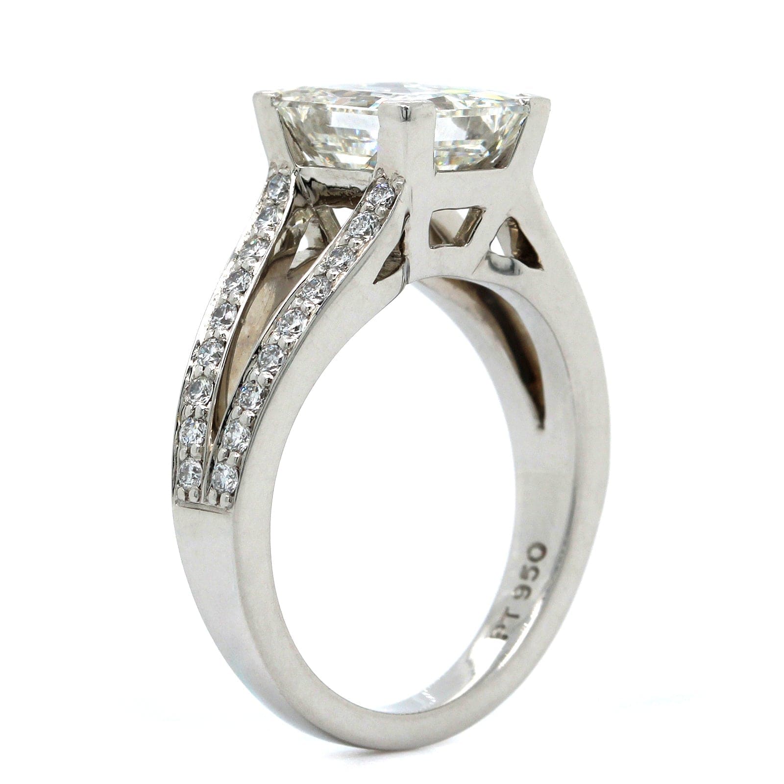 Platinum Princess Cut Diamond Split Shank Engagement Ring