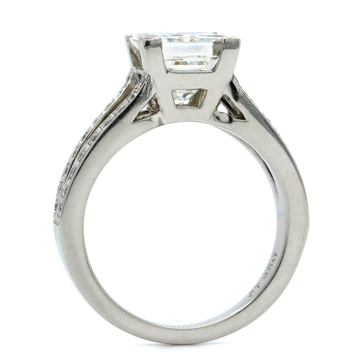 Platinum Princess Cut Diamond Split Shank Engagement Ring