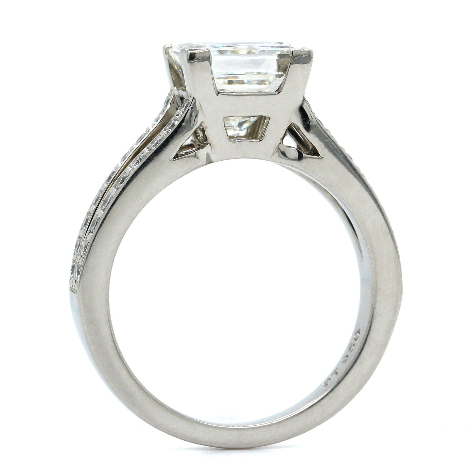 Platinum Princess Cut Diamond Split Shank Engagement Ring