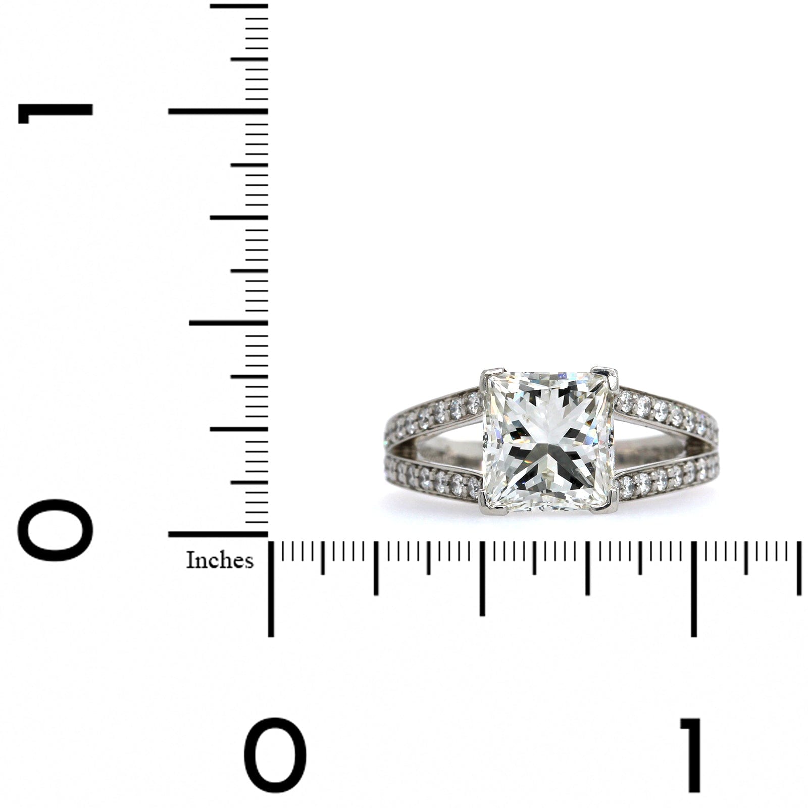 Platinum Princess Cut Diamond Split Shank Engagement Ring