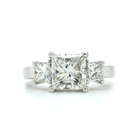 Platinum 3 Stone Princess Cut Diamond Engagement Ring