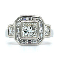 Platinum Princess Cut Diamond Halo Engagement Ring