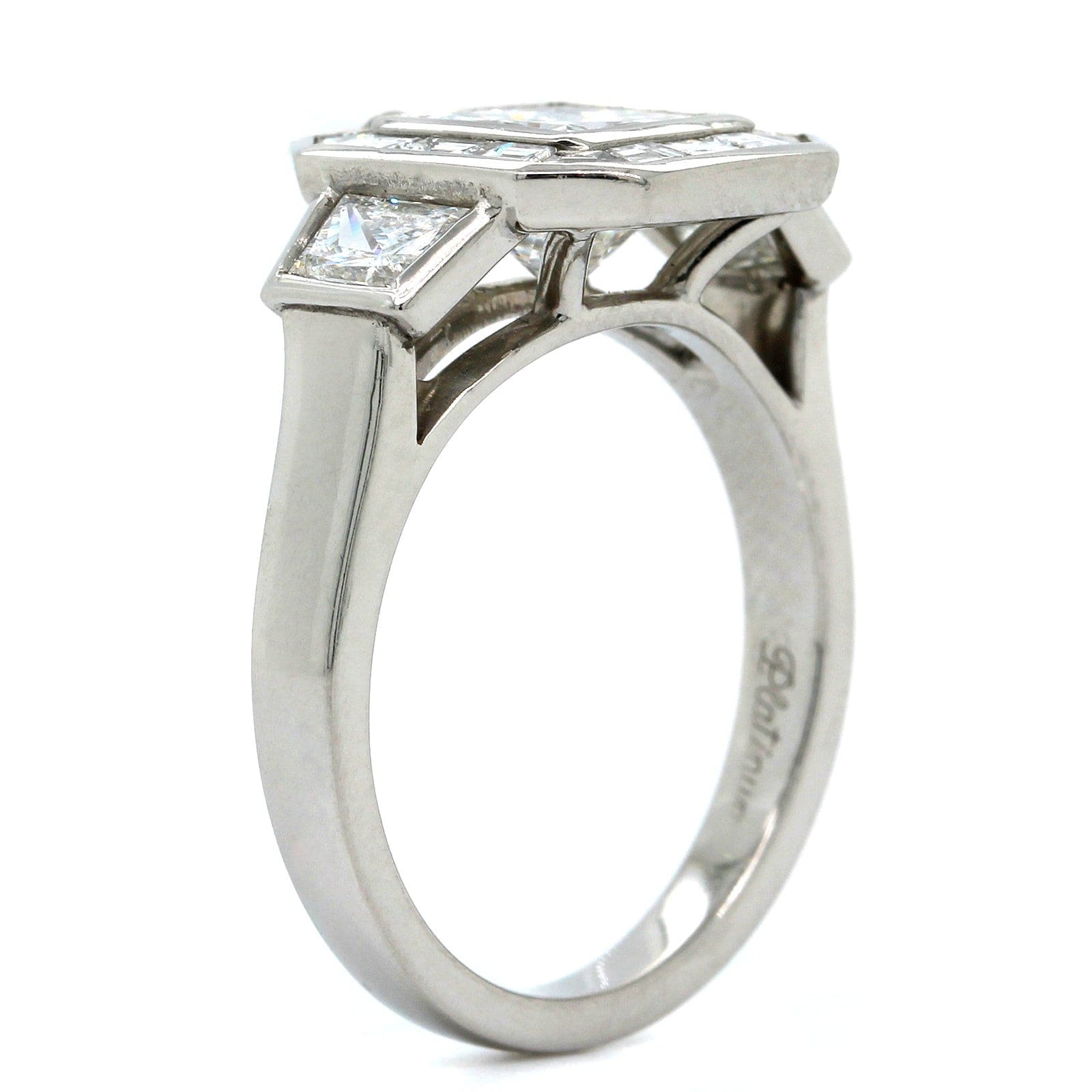 Platinum Princess Cut Diamond Halo Engagement Ring