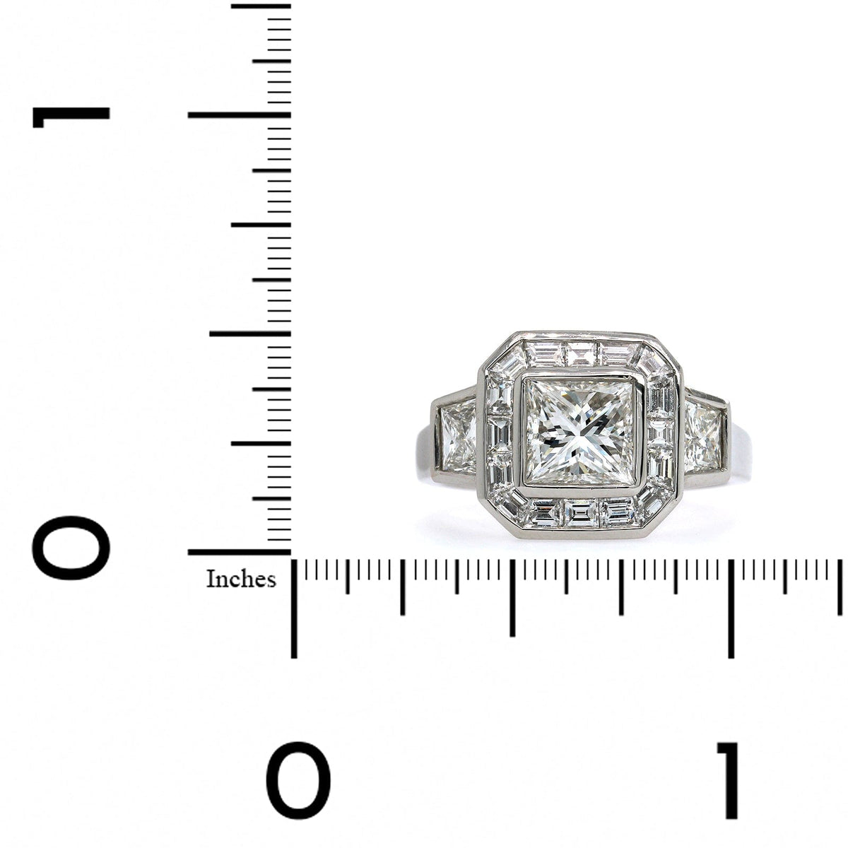 Platinum Princess Cut Diamond Halo Engagement Ring