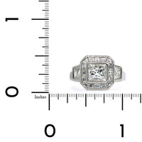 Platinum Princess Cut Diamond Halo Engagement Ring