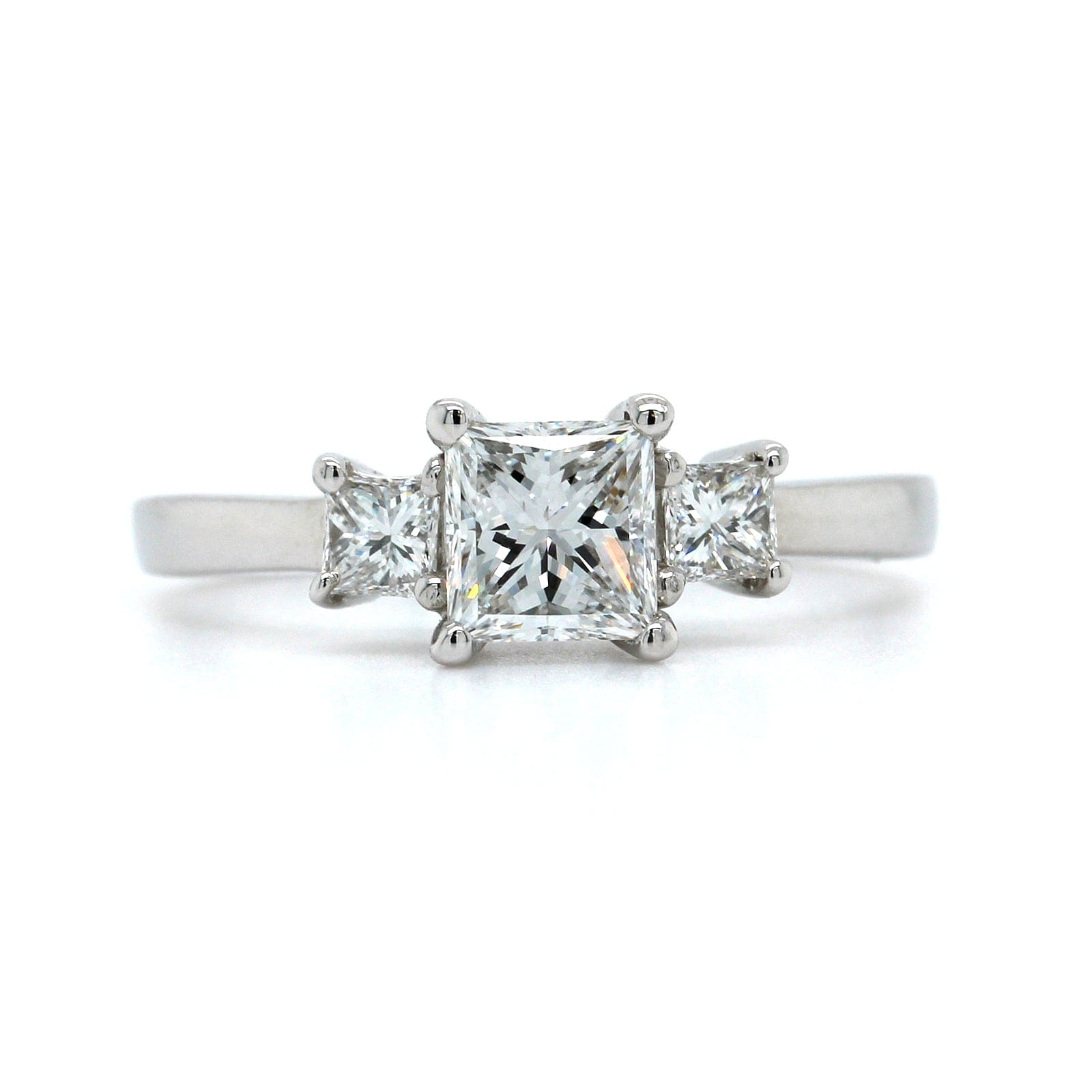 Platinum Princess Cut Diamond 3 Stone Engagement Ring