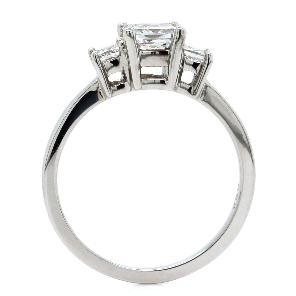 Platinum Princess Cut Diamond 3 Stone Engagement Ring