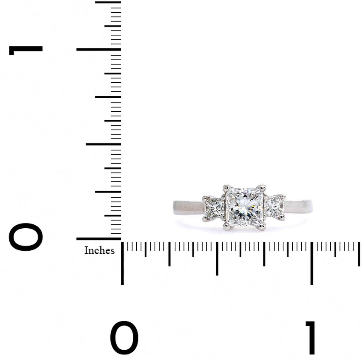 Platinum Princess Cut Diamond 3 Stone Engagement Ring