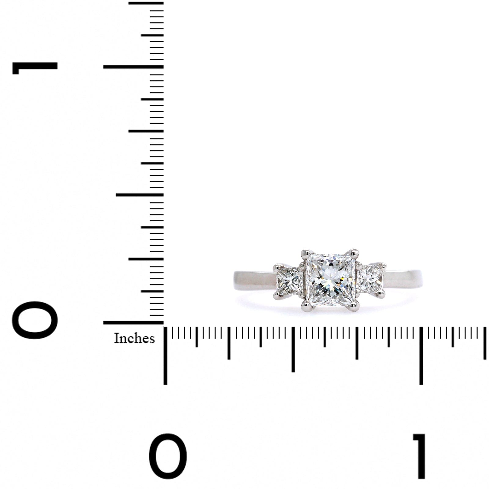 Platinum Princess Cut Diamond 3 Stone Engagement Ring
