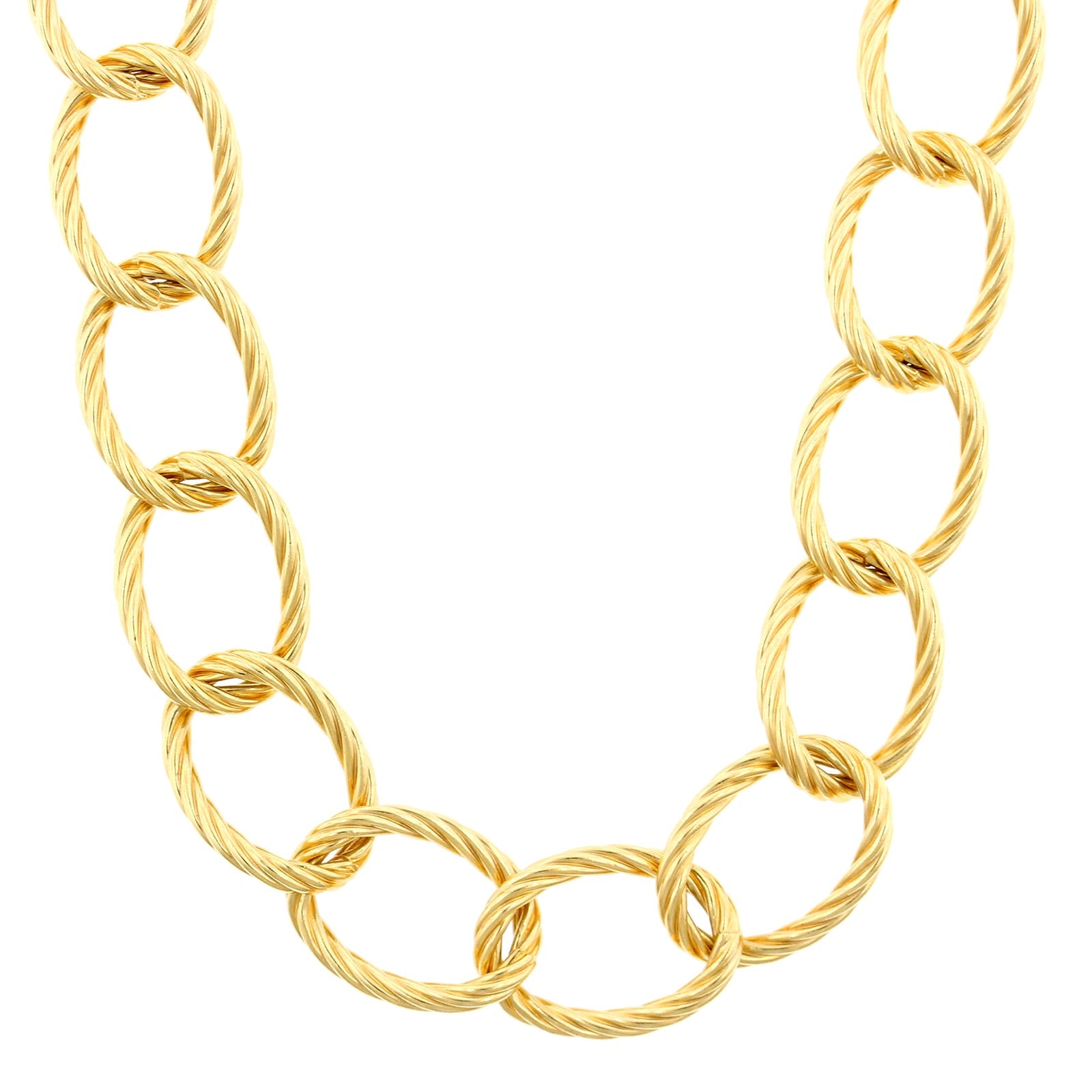 18K Yellow Gold Twisted Flat Link Necklace