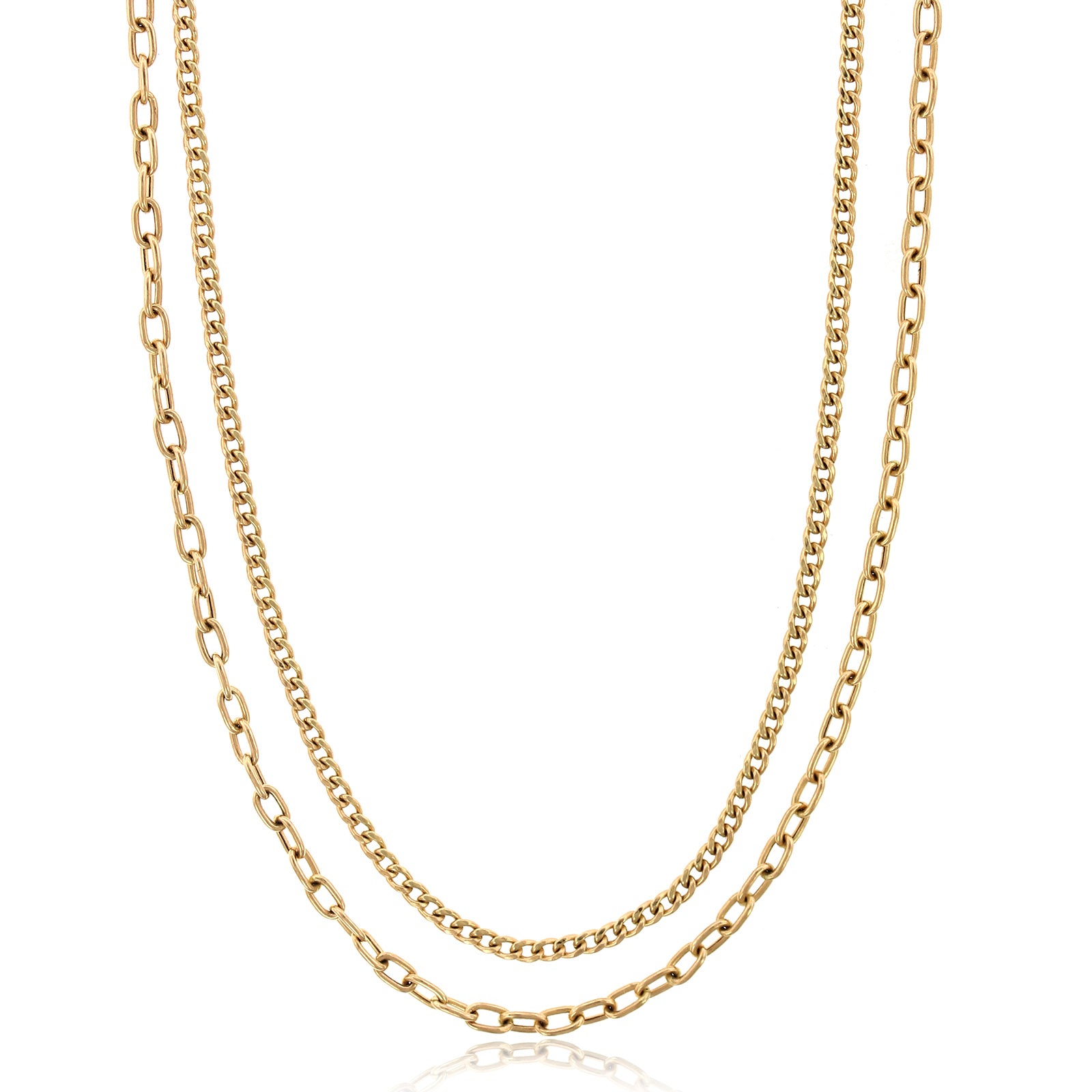 14K Yellow Gold Double Curb Link Chain