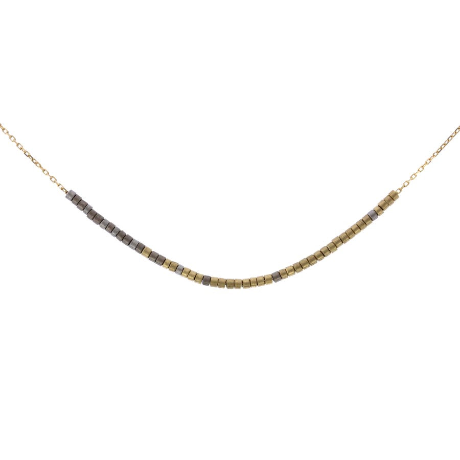 18K Rainbow Gold Bead Necklace