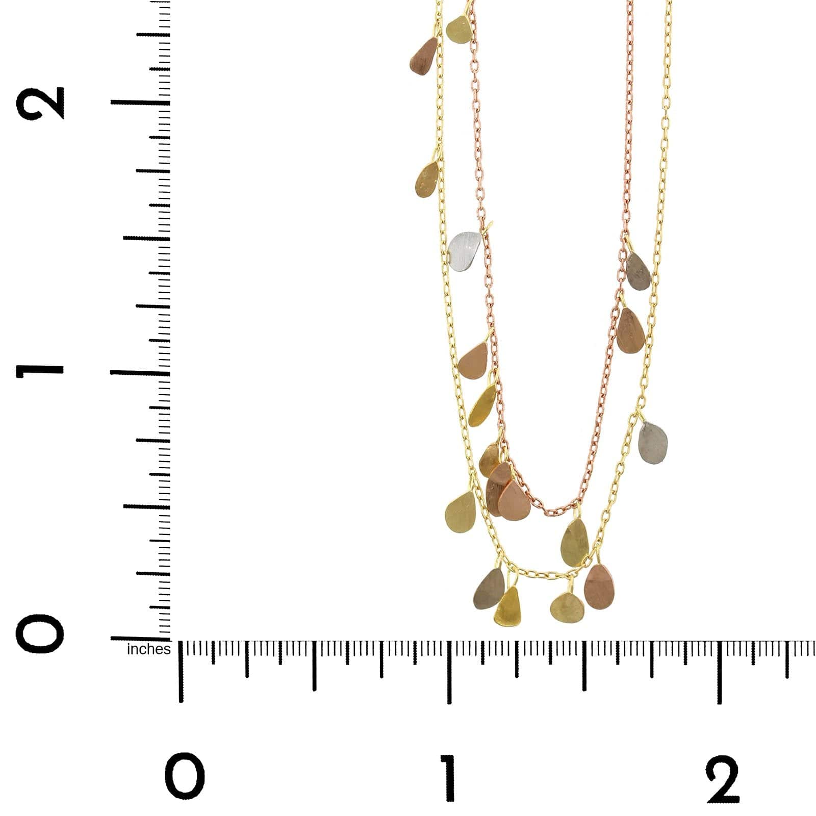 18K Tri-Color Raindrop Double Chain Necklace