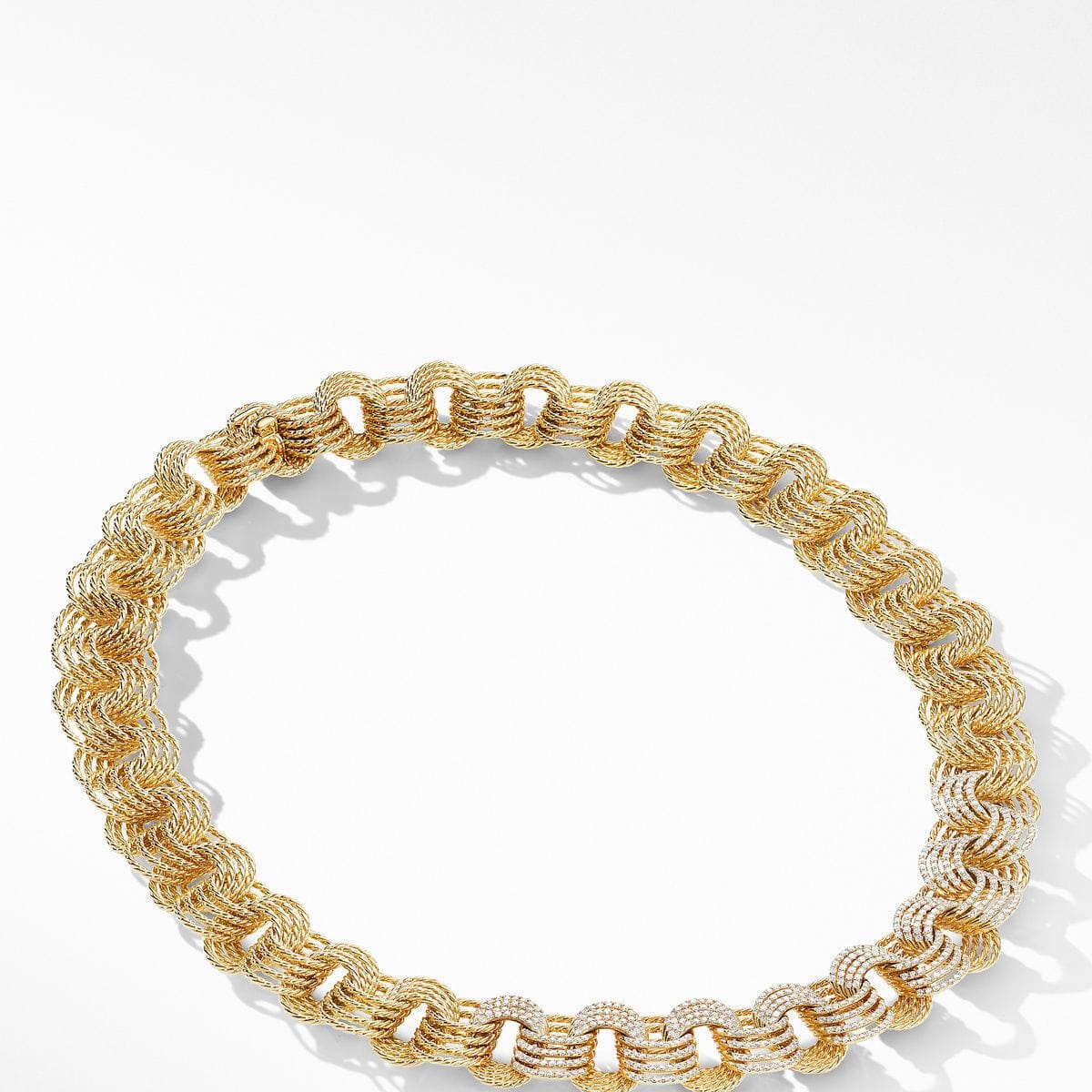 DY Origami Small Linked Necklace in 18K Yellow Gold with Diamonds