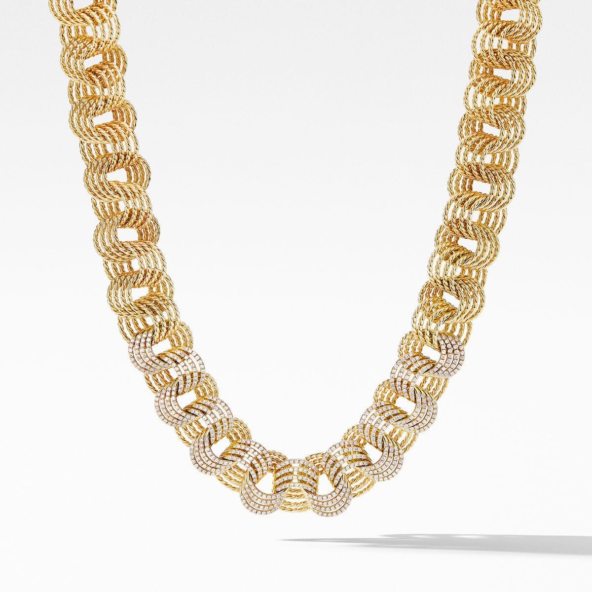 DY Origami Small Linked Necklace in 18K Yellow Gold with Diamonds
