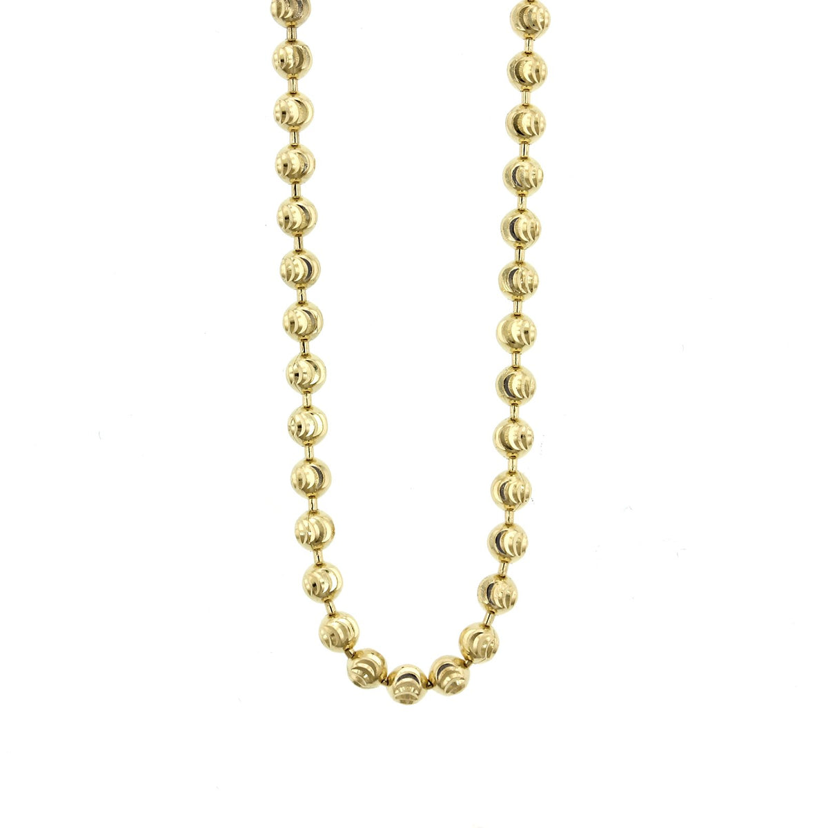 14K Yellow Gold Moon Cut Bead Necklace