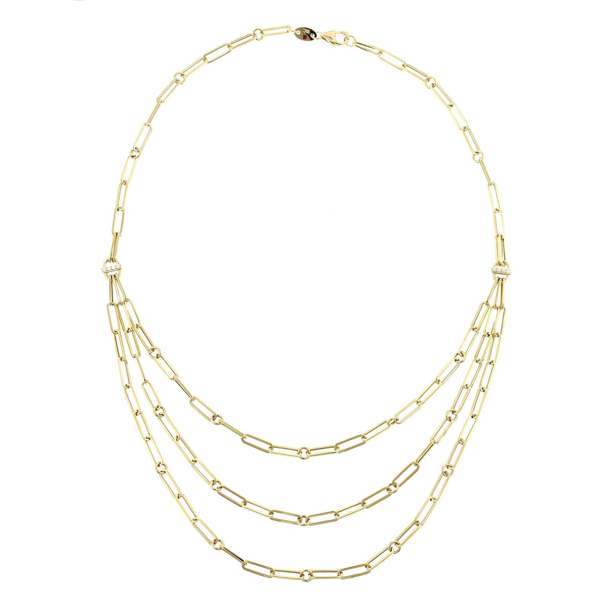 Roberto Coin 18K Yellow Gold Paperclip Triple Strand Bib Necklace