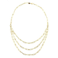 Roberto Coin 18K Yellow Gold Paperclip Triple Strand Bib Necklace