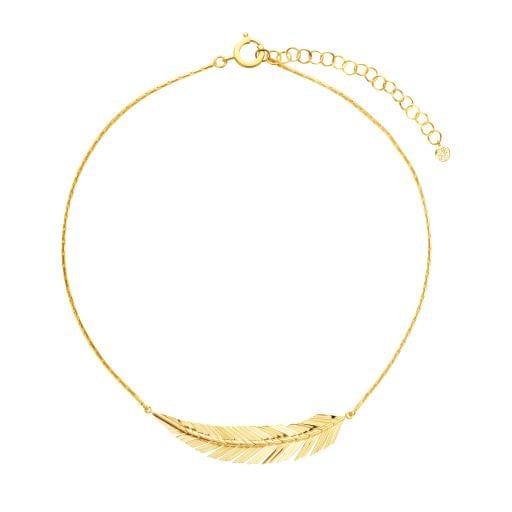 18K Yellow Gold Feather Necklace, 18k yellow gold, Long's Jewelers