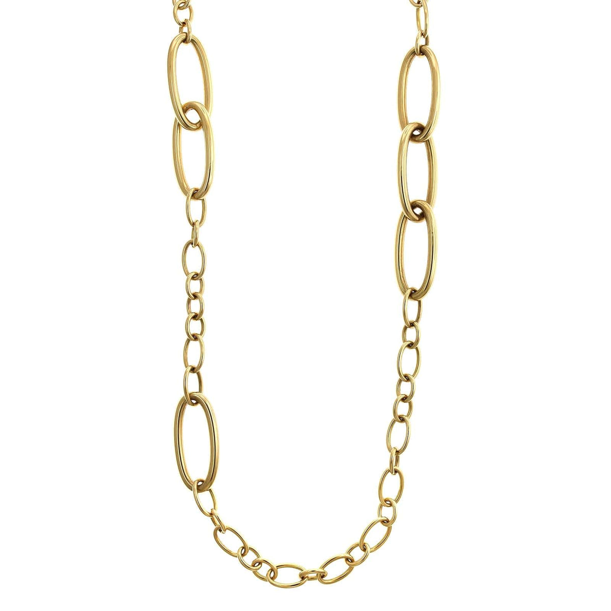 18K Yellow Gold Multi Size Oval Link Chain, 18k yellow gold, Long's Jewelers