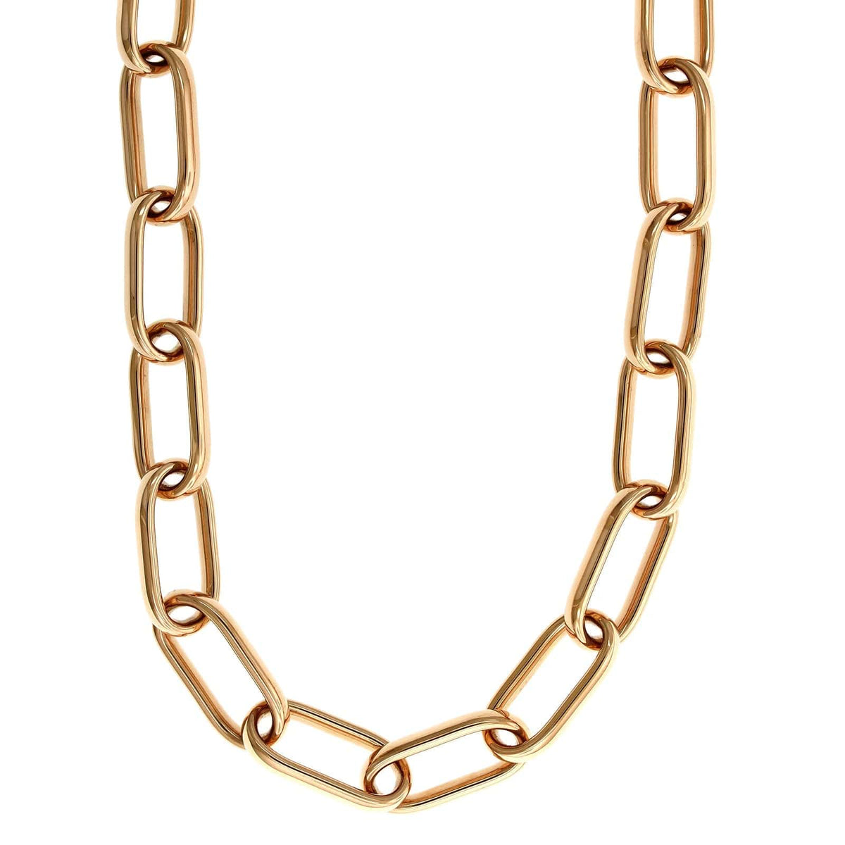 18K Rose Gold Elongated Square Link Chain, 18k yellow gold, Long's Jewelers