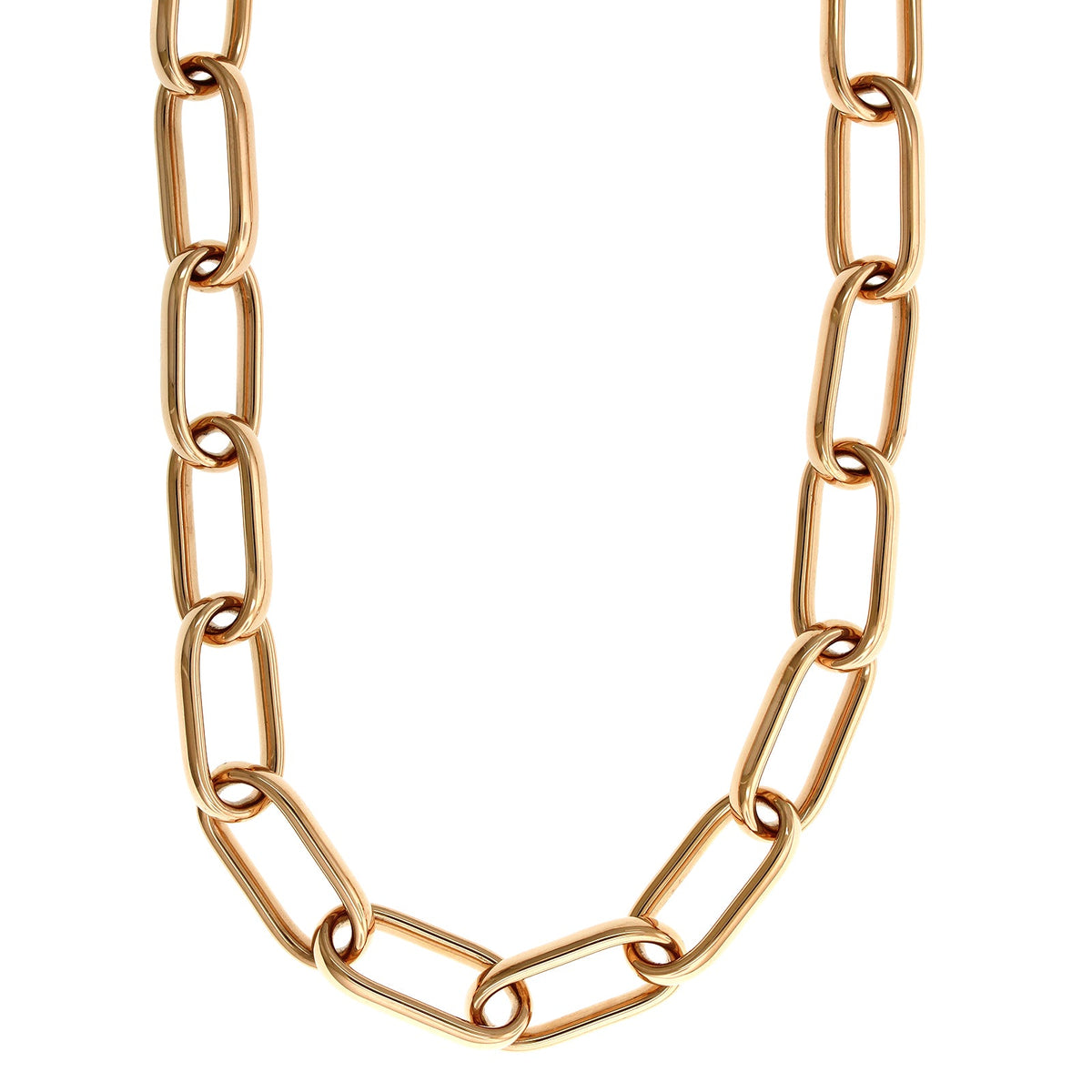 18K Rose Gold Elongated Square Link Chain, 18k yellow gold, Long's Jewelers
