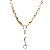 14K Yellow Gold Curb and Paperclip Link Necklace