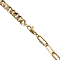 14K Yellow Gold Curb and Paperclip Link Necklace