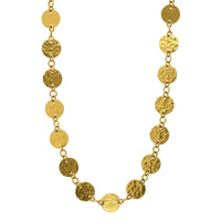 24K Yellow Gold Round Hammered Disc Chain, Long's Jewelers