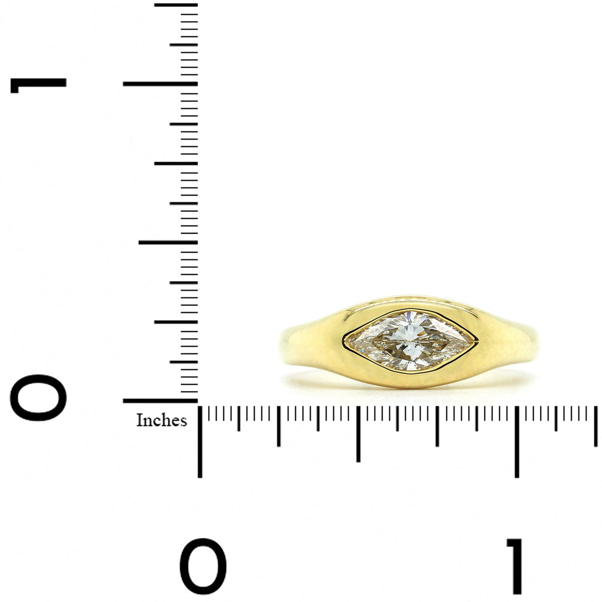 18K Yellow Gold Bezel Set Marquise Diamond Engagement Ring