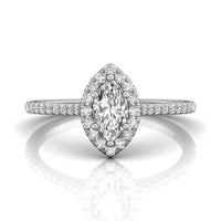18K White Gold Marquise Cut Halo Engagement Ring