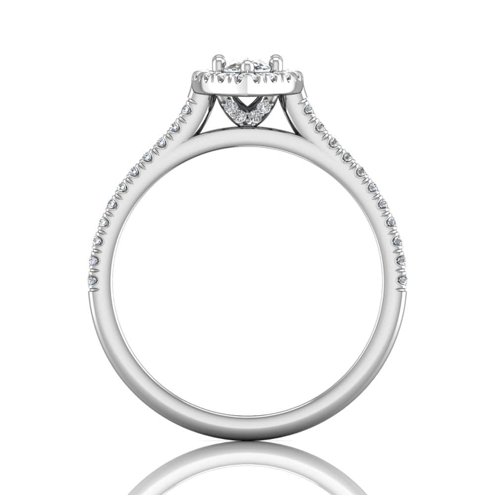18K White Gold Marquise Cut Halo Engagement Ring