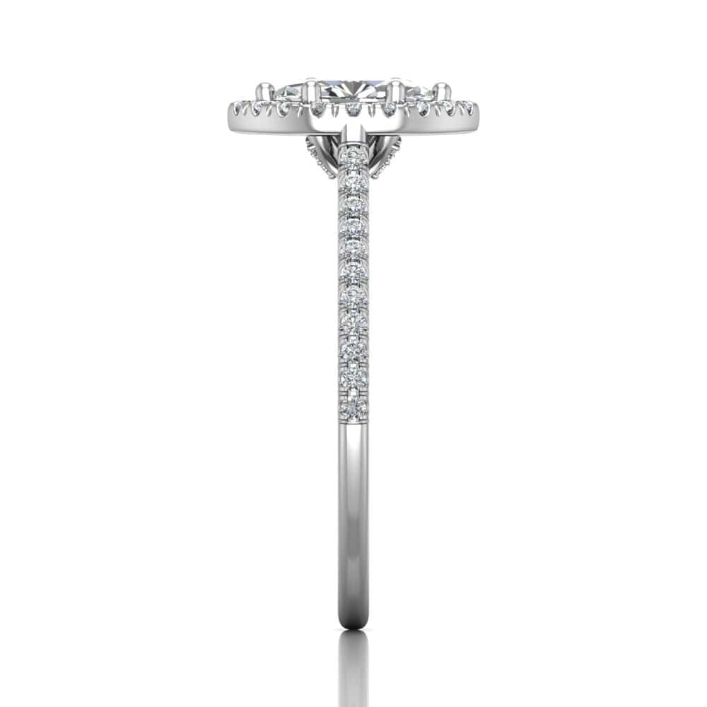 18K White Gold Marquise Cut Halo Engagement Ring