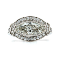 18K White Gold Marquise Cut Diamond Halo Engagement Ring