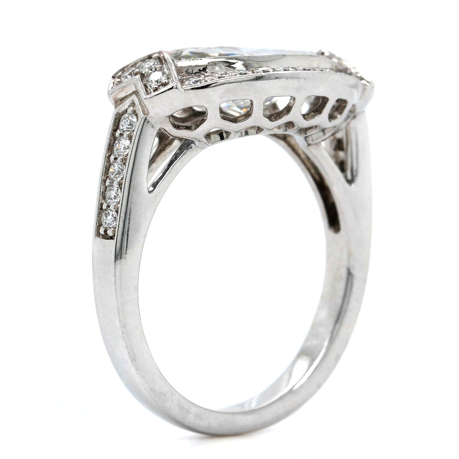 18K White Gold Marquise Cut Diamond Halo Engagement Ring