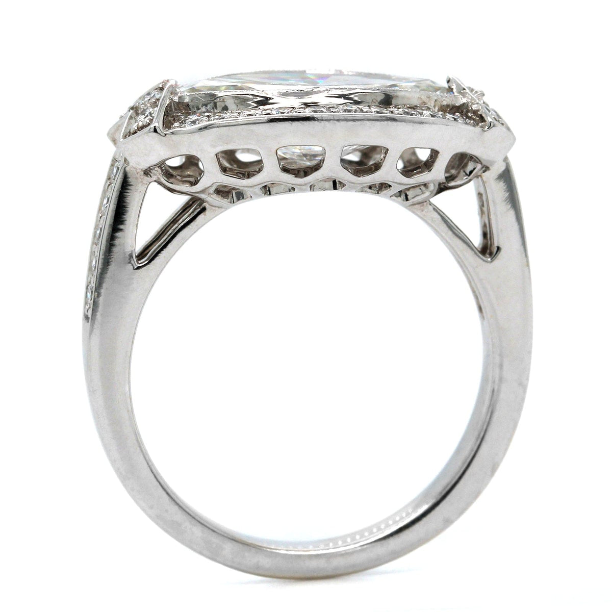 18K White Gold Marquise Cut Diamond Halo Engagement Ring