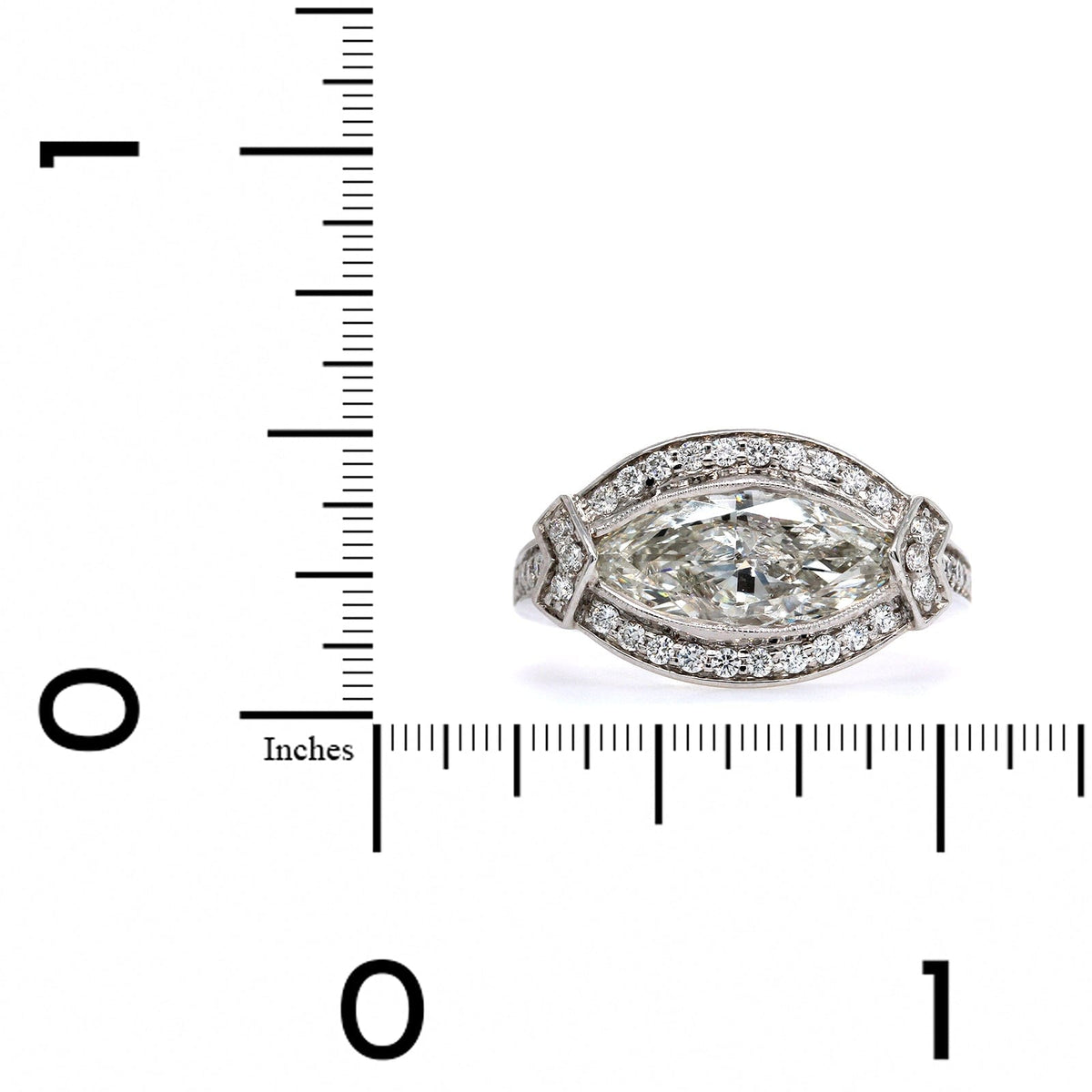 18K White Gold Marquise Cut Diamond Halo Engagement Ring