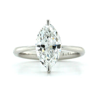 Platinum Solitaire Marquise Diamond Hidden Halo Engagement Ring