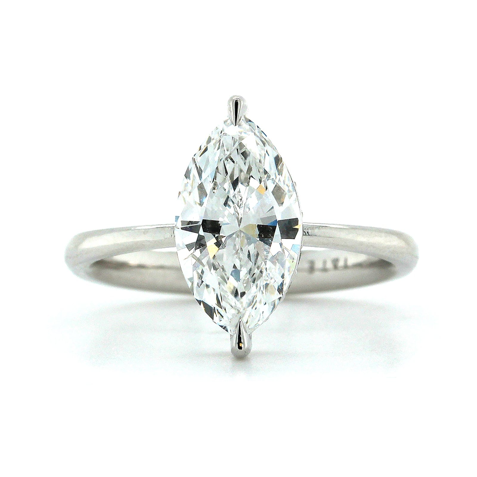 Platinum Solitaire Marquise Diamond Hidden Halo Engagement Ring