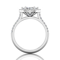 18K White Gold Marquise-Cut Halo Micro-Pave Engagement Ring