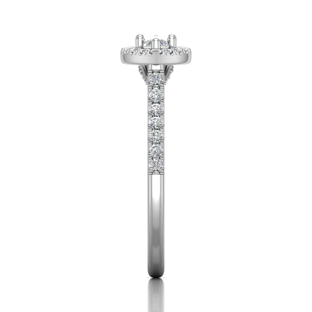 18K White Gold Marquise-Cut Halo Micro-Pave Engagement Ring