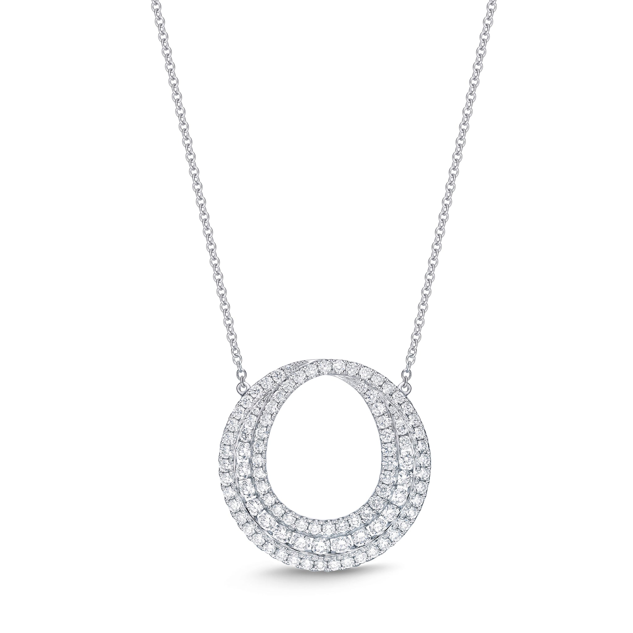 18K White Gold Diamond Circle Necklace