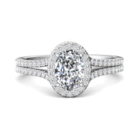 Platinum Oval Halo Micro-Pave Engagement Ring