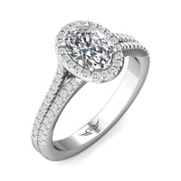 Platinum Oval Halo Micro-Pave Engagement Ring